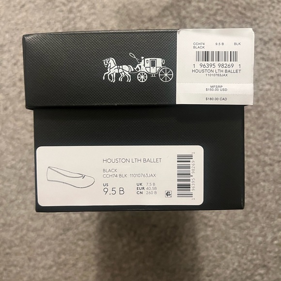 NWT Coach Black Leather Houston Women’s Ballet Flats Size 9.5 - Picture 4 of 5